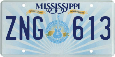 MS license plate ZNG613