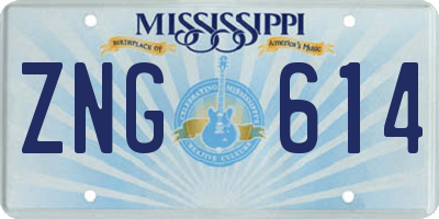 MS license plate ZNG614