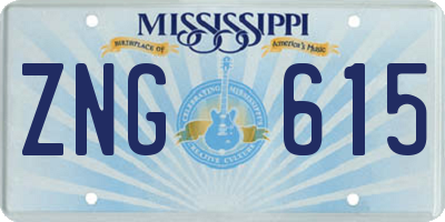 MS license plate ZNG615
