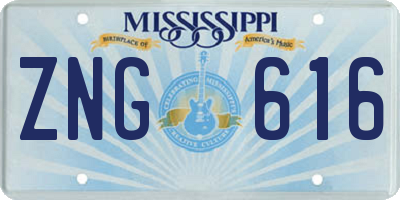 MS license plate ZNG616