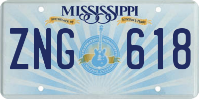 MS license plate ZNG618