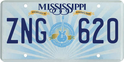 MS license plate ZNG620