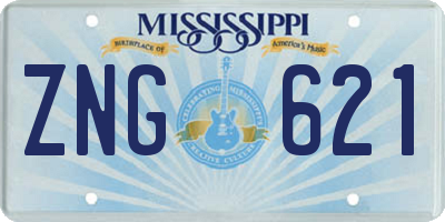 MS license plate ZNG621