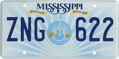 MS license plate ZNG622