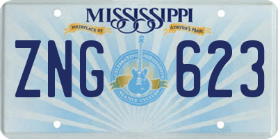MS license plate ZNG623