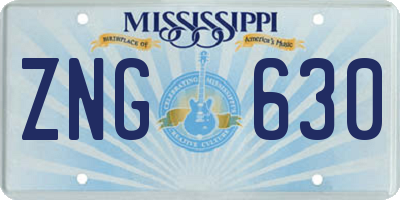 MS license plate ZNG630