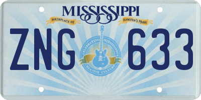 MS license plate ZNG633