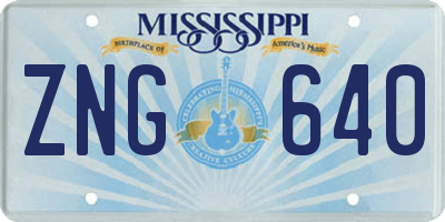 MS license plate ZNG640