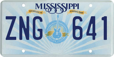 MS license plate ZNG641