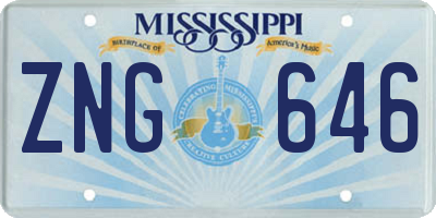 MS license plate ZNG646