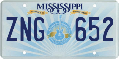 MS license plate ZNG652