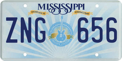 MS license plate ZNG656