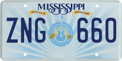 MS license plate ZNG660