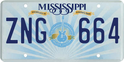 MS license plate ZNG664