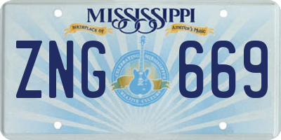 MS license plate ZNG669