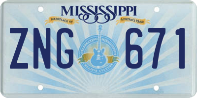 MS license plate ZNG671