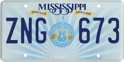 MS license plate ZNG673