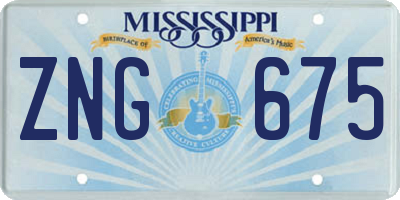 MS license plate ZNG675