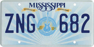 MS license plate ZNG682
