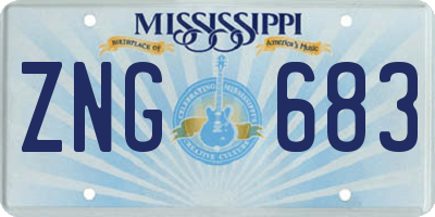 MS license plate ZNG683
