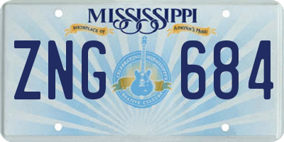 MS license plate ZNG684