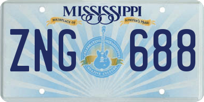 MS license plate ZNG688