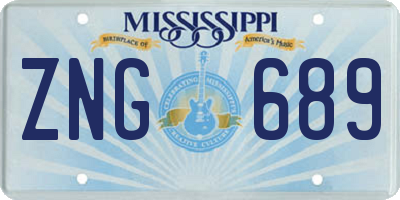 MS license plate ZNG689