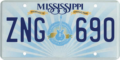 MS license plate ZNG690