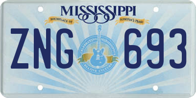 MS license plate ZNG693