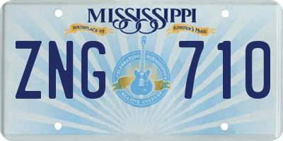 MS license plate ZNG710