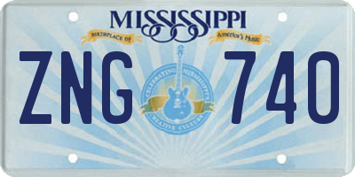 MS license plate ZNG740