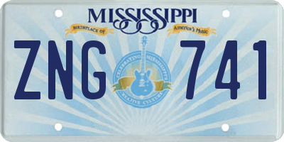 MS license plate ZNG741