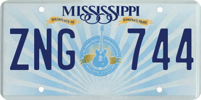 MS license plate ZNG744