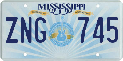 MS license plate ZNG745