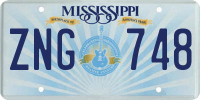 MS license plate ZNG748