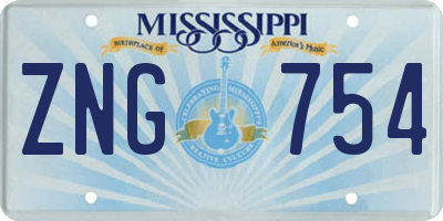 MS license plate ZNG754