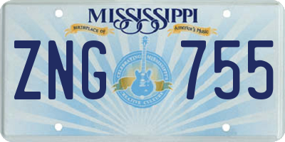 MS license plate ZNG755