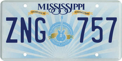 MS license plate ZNG757