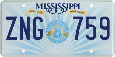 MS license plate ZNG759