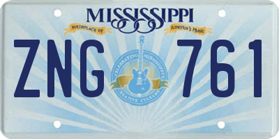 MS license plate ZNG761