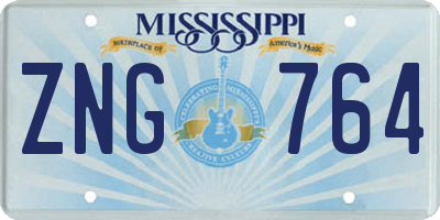 MS license plate ZNG764
