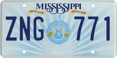 MS license plate ZNG771