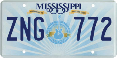 MS license plate ZNG772