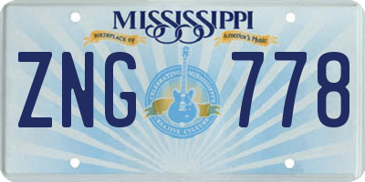 MS license plate ZNG778