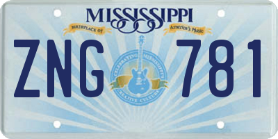 MS license plate ZNG781