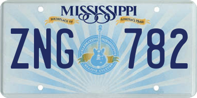 MS license plate ZNG782