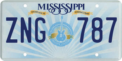 MS license plate ZNG787