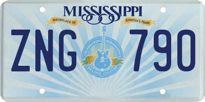 MS license plate ZNG790