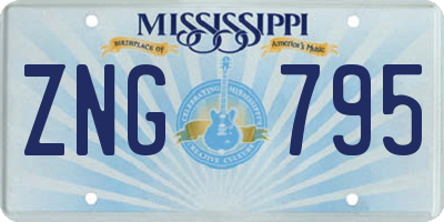 MS license plate ZNG795
