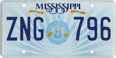 MS license plate ZNG796